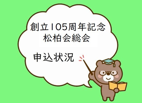 創立105周年記念松柏会総会のお申し込み状況